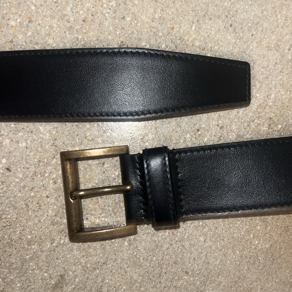 Prada of women's black leather belt with brass buckle embellishments size 36 - Picture 5 of 6
